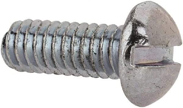 Value Collection - #8-32 UNC, 7/16" Length Under Head Slotted Drive Machine Screw - Round Head, Grade J82 Steel, Zinc-Plated Finish, Without Washer - Americas Industrial Supply