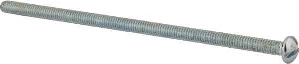 Value Collection - #8-32 UNC, 4" Length Under Head Slotted Drive Machine Screw - Round Head, Grade 2 Alloy Steel, Zinc-Plated Finish, Without Washer - Americas Industrial Supply