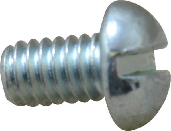 Value Collection - #12-24 UNC, 3/8" Length Under Head Slotted Drive Machine Screw - Round Head, Grade J82 Steel, Zinc-Plated Finish, Without Washer - Americas Industrial Supply