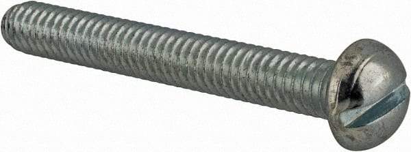 Value Collection - #12-24 UNC, 1-3/4" Length Under Head Slotted Drive Machine Screw - Round Head, Grade J82 Steel, Zinc-Plated Finish, Without Washer - Americas Industrial Supply