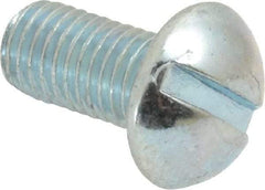 Value Collection - 1/4-28 UNF, 1/2" Length Under Head Slotted Drive Machine Screw - Round Head, Grade J82 Steel, Zinc-Plated Finish, Without Washer - Americas Industrial Supply