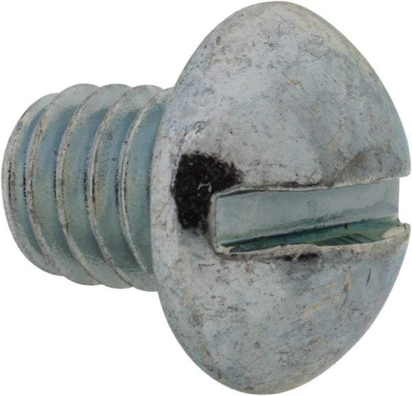 Value Collection - 5/16-18 UNC, 3/8" Length Under Head Slotted Drive Machine Screw - Round Head, Grade J82 Steel, Zinc-Plated Finish, Without Washer - Americas Industrial Supply