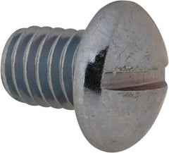 Value Collection - 3/8-16 UNC, 1/2" Length Under Head Slotted Drive Machine Screw - Round Head, Grade 2 Alloy Steel, Zinc-Plated Finish, Without Washer - Americas Industrial Supply