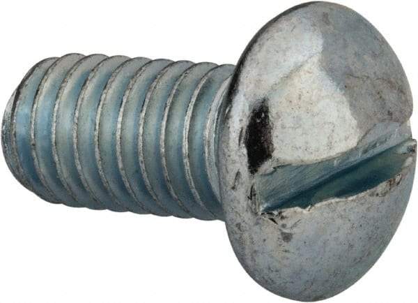 Value Collection - 3/8-16 UNC, 3/4" Length Under Head Slotted Drive Machine Screw - Round Head, Grade 2 Alloy Steel, Zinc-Plated Finish, Without Washer - Americas Industrial Supply