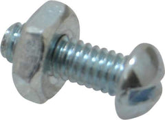Value Collection - #8-32 UNC, 1/2" Length Under Head Slotted Drive Machine Screw - Round Head, Grade J82 Steel, Zinc-Plated Finish, Without Washer - Americas Industrial Supply