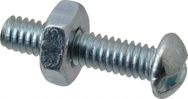 Value Collection - #8-32 UNC, 3/4" Length Under Head Slotted Drive Machine Screw - Round Head, Grade 2 Steel, Zinc-Plated Finish, Without Washer - Americas Industrial Supply