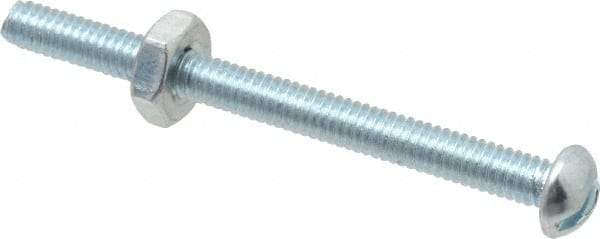 Value Collection - #8-32 UNC, 2" Length Under Head Slotted Drive Machine Screw - Round Head, Grade 2 Steel, Zinc-Plated Finish, Without Washer - Americas Industrial Supply