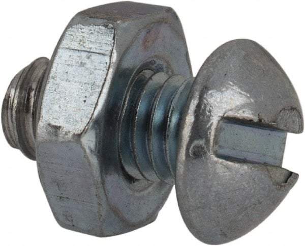 Value Collection - #10-24 UNC, 3/8" Length Under Head Slotted Drive Machine Screw - Round Head, Grade 2 Steel, Zinc-Plated Finish, Without Washer - Americas Industrial Supply