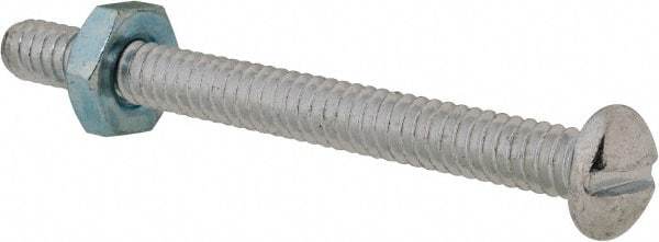Value Collection - #10-24 UNC, 2" Length Under Head Slotted Drive Machine Screw - Round Head, Grade 2 Steel, Zinc-Plated Finish, Without Washer - Americas Industrial Supply