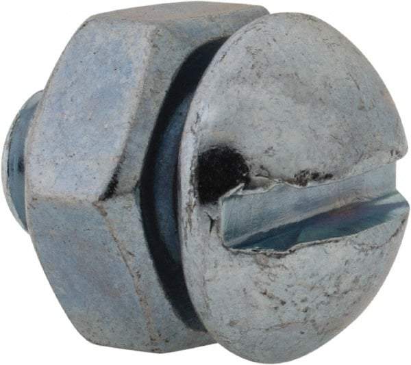Value Collection - 1/4-20 UNC, 3/8" Length Under Head Slotted Drive Machine Screw - Round Head, Grade 2 Steel, Zinc-Plated Finish, Without Washer - Americas Industrial Supply
