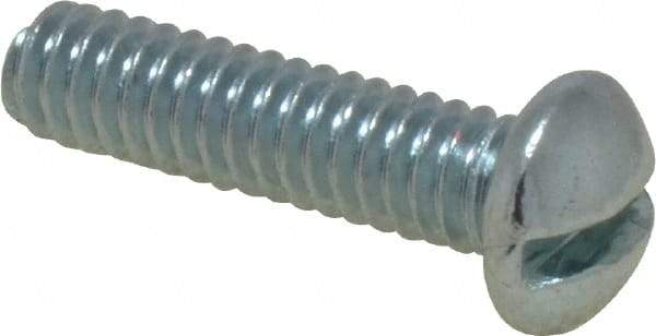 Value Collection - 1/4-20 UNC, 1/2" Length Under Head Slotted Drive Machine Screw - Round Head, Grade 2 Steel, Zinc-Plated Finish, Without Washer - Americas Industrial Supply