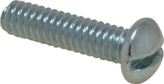 Value Collection - 1/4-20 UNC, 1/2" Length Under Head Slotted Drive Machine Screw - Round Head, Grade 2 Steel, Zinc-Plated Finish, Without Washer - Americas Industrial Supply