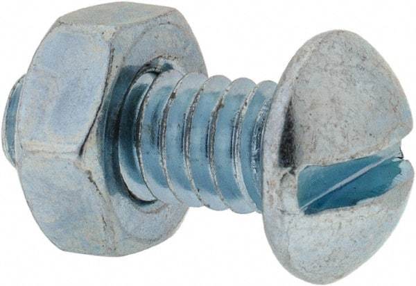 Value Collection - 1/4-20 UNC, 5/8" Length Under Head Slotted Drive Machine Screw - Round Head, Grade 2 Steel, Zinc-Plated Finish, Without Washer - Americas Industrial Supply