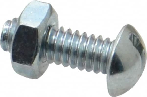 Value Collection - 1/4-20 UNC, 3/4" Length Under Head Slotted Drive Machine Screw - Round Head, Grade 2 Steel, Zinc-Plated Finish, Without Washer - Americas Industrial Supply