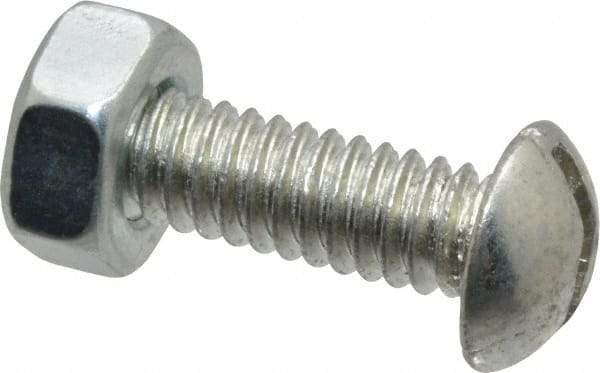 Value Collection - 1/4-20 UNC, 7/8" Length Under Head Slotted Drive Machine Screw - Round Head, Grade J82 Steel, Zinc-Plated Finish, Without Washer - Americas Industrial Supply