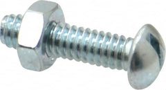 Value Collection - 1/4-20 UNC, 1" Length Under Head Slotted Drive Machine Screw - Round Head, Grade 2 Steel, Zinc-Plated Finish, Without Washer - Americas Industrial Supply