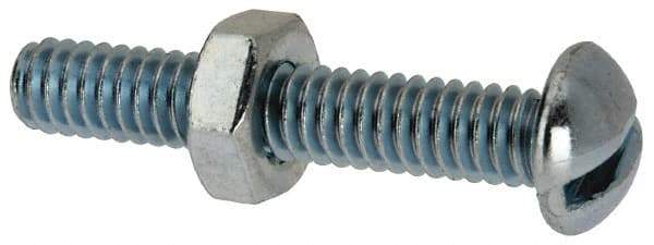 Value Collection - 1/4-20 UNC, 1-1/2" Length Under Head Slotted Drive Machine Screw - Round Head, Grade J82 Steel, Zinc-Plated Finish, Without Washer - Americas Industrial Supply