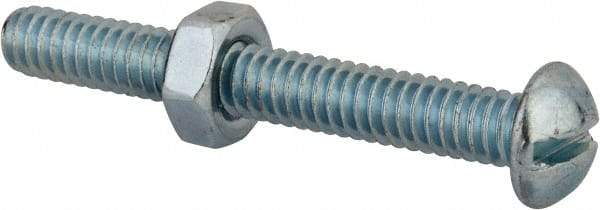 Value Collection - 1/4-20 UNC, 2" Length Under Head Slotted Drive Machine Screw - Round Head, Grade 2 Steel, Zinc-Plated Finish, Without Washer - Americas Industrial Supply
