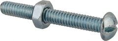 Value Collection - 1/4-20 UNC, 2" Length Under Head Slotted Drive Machine Screw - Round Head, Grade 2 Steel, Zinc-Plated Finish, Without Washer - Americas Industrial Supply