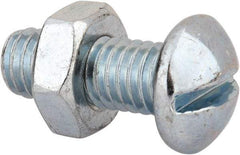 Value Collection - 3/8-16 UNC, 1" Length Under Head Slotted Drive Machine Screw - Round Head, Grade 2 Steel, Zinc-Plated Finish, Without Washer - Americas Industrial Supply