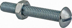 Value Collection - 3/8-16 UNC, 2-1/2" Length Under Head Slotted Drive Machine Screw - Round Head, Grade 2 Steel, Zinc-Plated Finish, Without Washer - Americas Industrial Supply