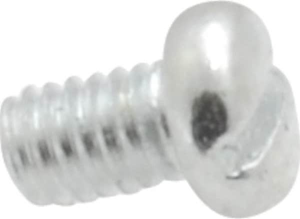 Value Collection - M2.6x0.40, 4mm Length Under Head Slotted Drive Machine Screw - Pan Head, Grade 4.8 Steel, Zinc-Plated Finish, Without Washer - Americas Industrial Supply