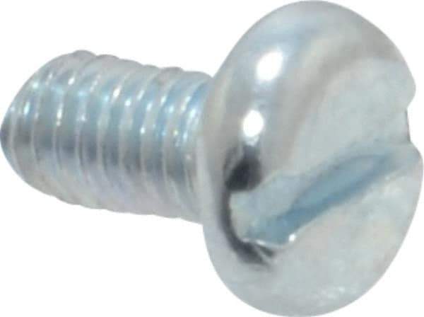 Value Collection - M3x0.50, 6mm Length Under Head Slotted Drive Machine Screw - Pan Head, Grade 4.8 Steel, Zinc-Plated Finish, Without Washer - Americas Industrial Supply