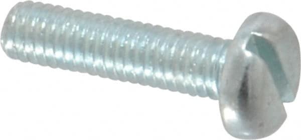 Value Collection - M3x0.50, 12mm Length Under Head Slotted Drive Machine Screw - Pan Head, Grade 4.8 Steel, Zinc-Plated Finish, Without Washer - Americas Industrial Supply