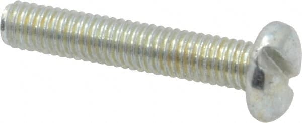 Value Collection - M3x0.50, 16mm Length Under Head Slotted Drive Machine Screw - Pan Head, Grade 4.8 Steel, Zinc-Plated Finish, Without Washer - Americas Industrial Supply