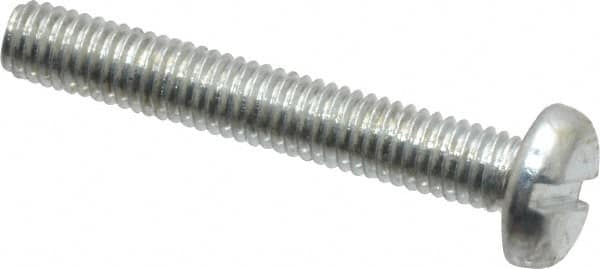 Value Collection - M3x0.50, 20mm Length Under Head Slotted Drive Machine Screw - Pan Head, Grade 4.8 Steel, Zinc-Plated Finish, Without Washer - Americas Industrial Supply