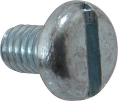 Value Collection - M4x0.70, 6mm Length Under Head Slotted Drive Machine Screw - Pan Head, Grade 4.8 Steel, Zinc-Plated Finish, Without Washer - Americas Industrial Supply