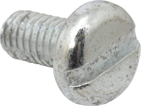 Value Collection - M4x0.70, 8mm Length Under Head Slotted Drive Machine Screw - Pan Head, Grade 4.8 Steel, Zinc-Plated Finish, Without Washer - Americas Industrial Supply