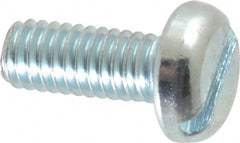 Value Collection - M4x0.70, 10mm Length Under Head Slotted Drive Machine Screw - Pan Head, Grade 4.8 Steel, Zinc-Plated Finish, Without Washer - Americas Industrial Supply