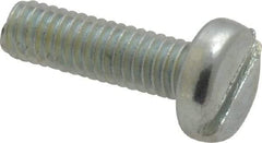 Value Collection - M4x0.70, 14mm Length Under Head Slotted Drive Machine Screw - Pan Head, Grade 4.8 Steel, Zinc-Plated Finish, Without Washer - Americas Industrial Supply