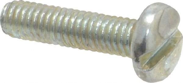 Value Collection - M4x0.70, 16mm Length Under Head Slotted Drive Machine Screw - Pan Head, Grade 4.8 Steel, Zinc-Plated Finish, Without Washer - Americas Industrial Supply