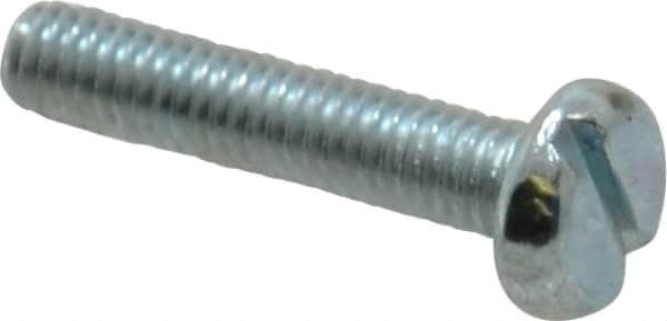 Value Collection - M4x0.70, 20mm Length Under Head Slotted Drive Machine Screw - Pan Head, Grade 4.8 Steel, Zinc-Plated Finish, Without Washer - Americas Industrial Supply