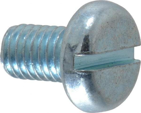 Value Collection - M5x0.80, 8mm Length Under Head Slotted Drive Machine Screw - Pan Head, Grade 4.8 Steel, Zinc-Plated Finish, Without Washer - Americas Industrial Supply