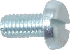 Value Collection - M5x0.80, 10mm Length Under Head Slotted Drive Machine Screw - Pan Head, Grade 4.8 Steel, Zinc-Plated Finish, Without Washer - Americas Industrial Supply
