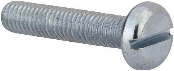 Value Collection - M5x0.80, 25mm Length Under Head Slotted Drive Machine Screw - Pan Head, Grade 4.8 Steel, Zinc-Plated Finish, Without Washer - Americas Industrial Supply