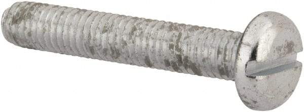 Value Collection - M5x0.80, 30mm Length Under Head Slotted Drive Machine Screw - Pan Head, Grade 4.8 Steel, Zinc-Plated Finish, Without Washer - Americas Industrial Supply