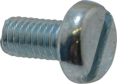 Value Collection - M6x1.00, 12mm Length Under Head Slotted Drive Machine Screw - Pan Head, Grade 4.8 Steel, Zinc-Plated Finish, Without Washer - Americas Industrial Supply
