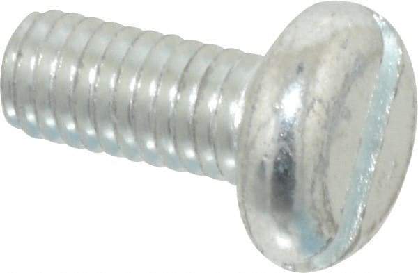 Value Collection - M6x1.00, 14mm Length Under Head Slotted Drive Machine Screw - Pan Head, Grade 4.8 Steel, Zinc-Plated Finish, Without Washer - Americas Industrial Supply