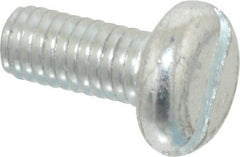 Value Collection - M6x1.00, 14mm Length Under Head Slotted Drive Machine Screw - Pan Head, Grade 4.8 Steel, Zinc-Plated Finish, Without Washer - Americas Industrial Supply