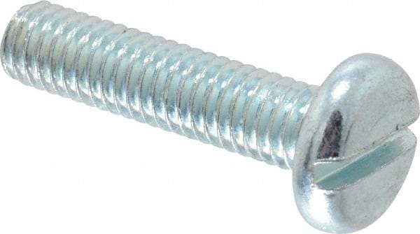 Value Collection - M6x1.00, 25mm Length Under Head Slotted Drive Machine Screw - Pan Head, Grade 4.8 Steel, Zinc-Plated Finish, Without Washer - Americas Industrial Supply