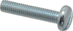 Value Collection - M6x1.00, 30mm Length Under Head Slotted Drive Machine Screw - Pan Head, Grade 4.8 Steel, Zinc-Plated Finish, Without Washer - Americas Industrial Supply