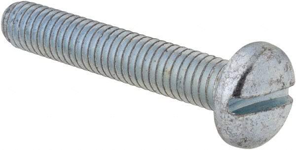 Value Collection - M6x1.00, 35mm Length Under Head Slotted Drive Machine Screw - Pan Head, Grade 4.8 Steel, Zinc-Plated Finish, Without Washer - Americas Industrial Supply