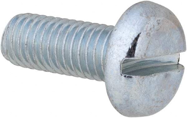 Value Collection - M8x1.25, 20mm Length Under Head Slotted Drive Machine Screw - Pan Head, Grade 4.8 Steel, Zinc-Plated Finish, Without Washer - Americas Industrial Supply