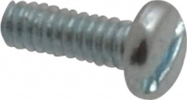 Value Collection - #2-56 UNC, 1/4" Length Under Head Slotted Drive Machine Screw - Pan Head, Grade J82 Steel, Zinc-Plated Finish, Without Washer - Americas Industrial Supply