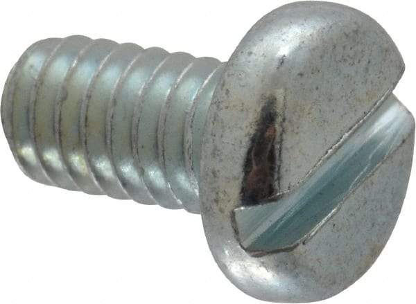 Value Collection - #8-32 UNC, 5/16" Length Under Head Slotted Drive Machine Screw - Pan Head, Grade J82 Steel, Zinc-Plated Finish, Without Washer - Americas Industrial Supply