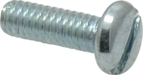 Value Collection - #8-32 UNC, 1/2" Length Under Head Slotted Drive Machine Screw - Pan Head, Grade 2 Steel, Zinc-Plated Finish, Without Washer - Americas Industrial Supply